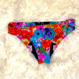 Red Carter Black Floral Reversible Bikini Bottoms